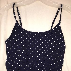 Vintage navy and white polka dot spaghetti dress